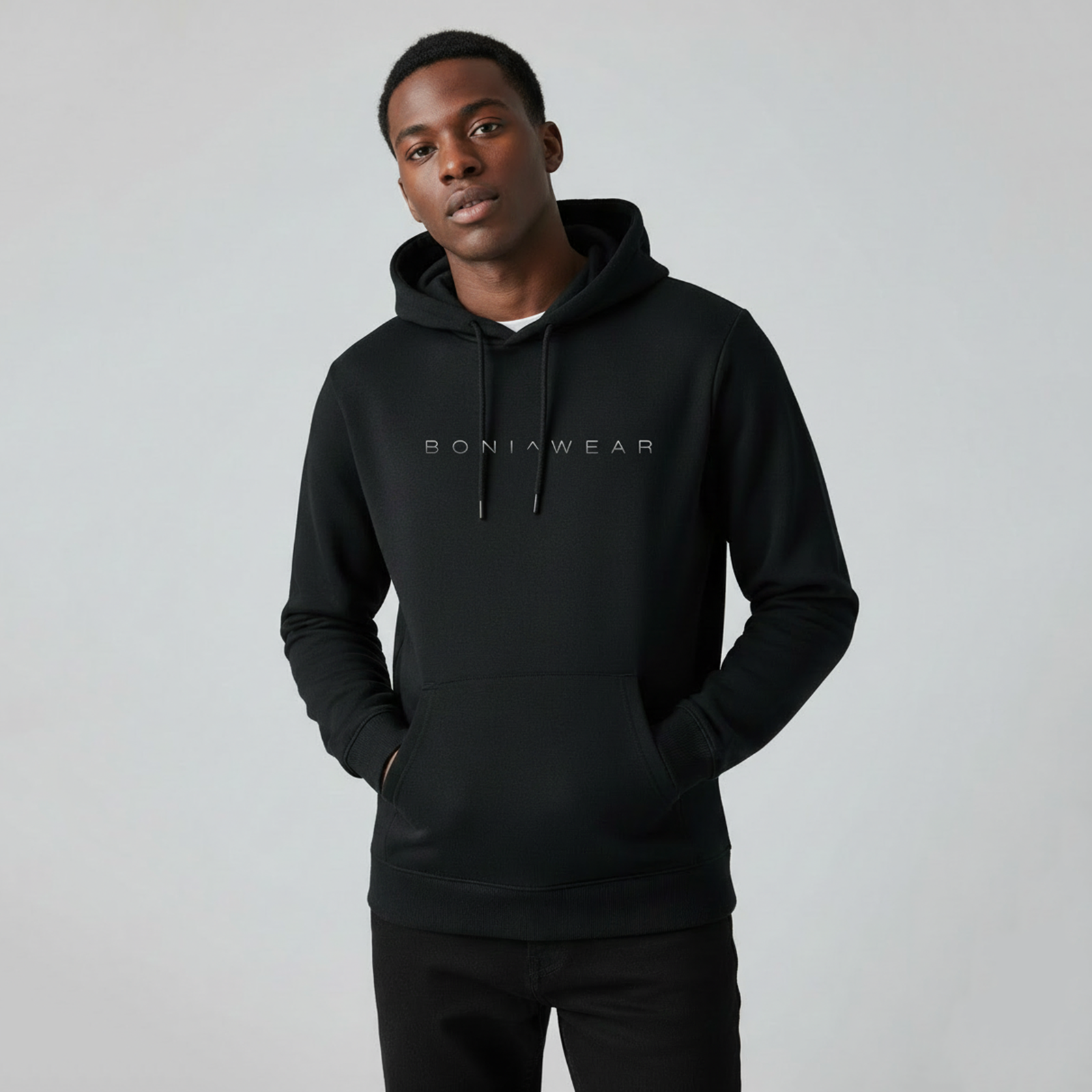 Black hoodie with Boniwear logo