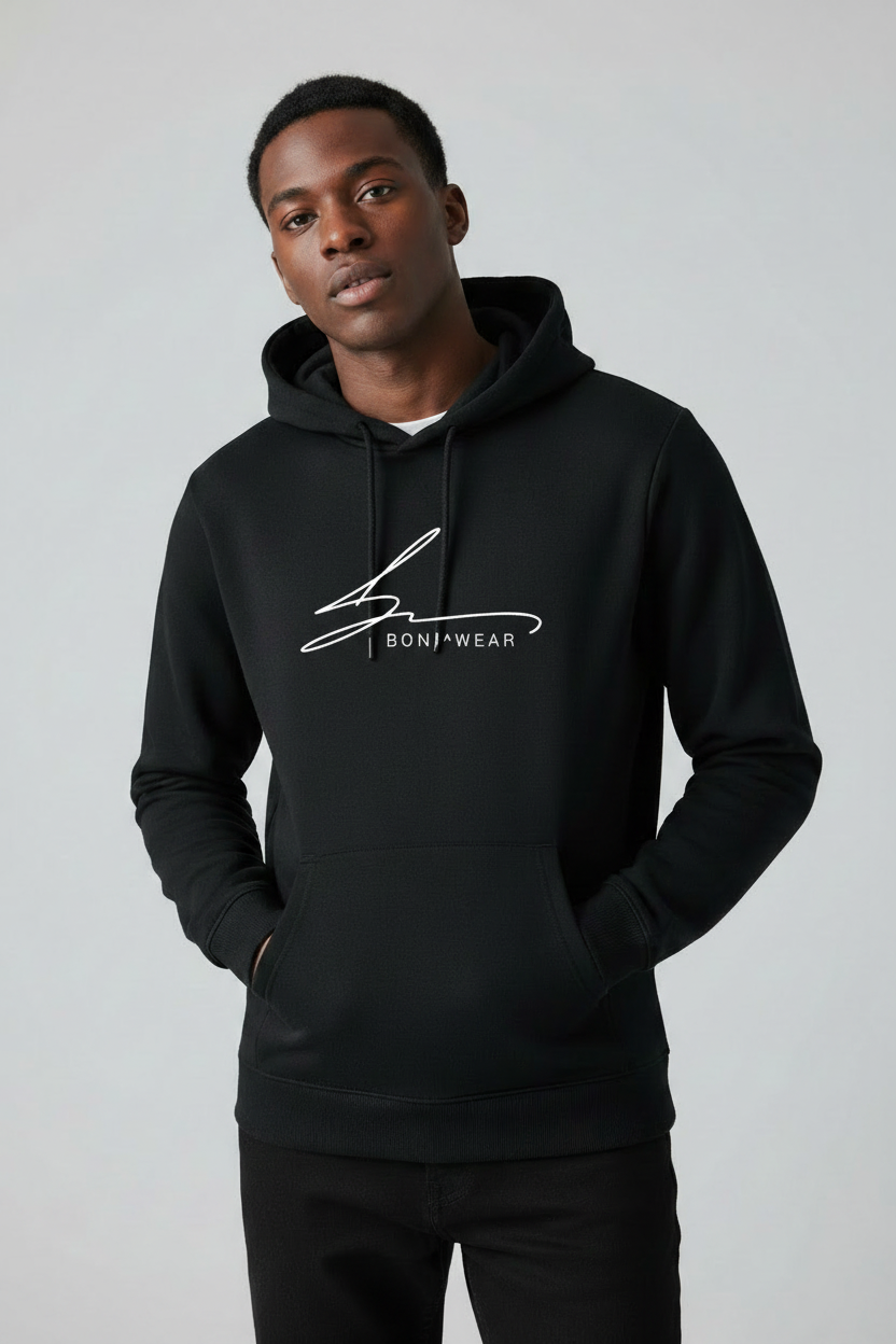 Black hoodie with Boniwear signature logo