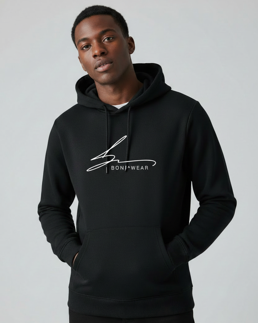 Black hoodie with Boniwear signature logo