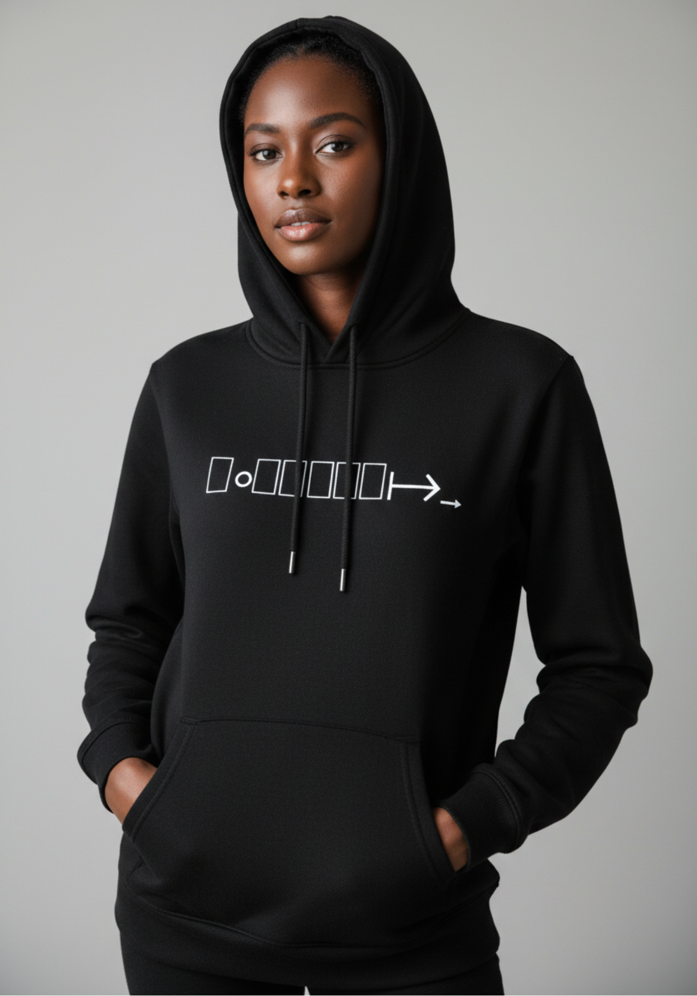 Black hoodie with geometric logo