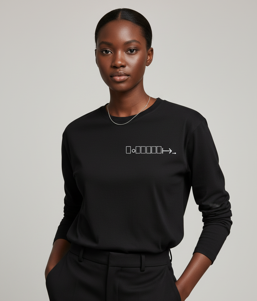 Black long sleeve tee with geometric logo