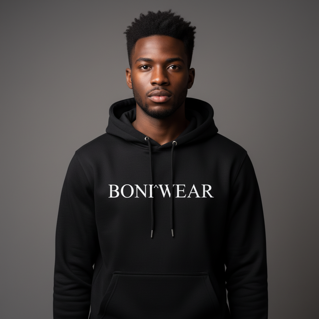 Black Serif Hoodie