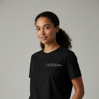 Black short sleeve tee with geometric logo