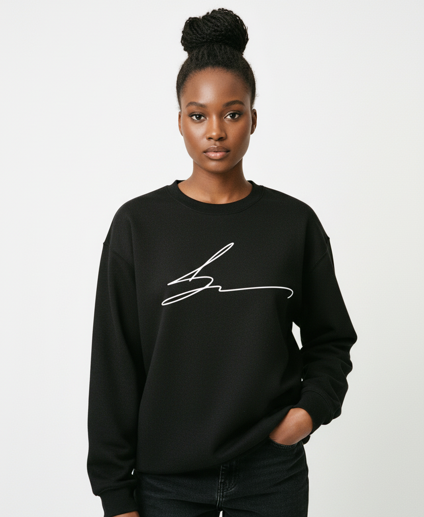 Black sweatshirt with signature logo