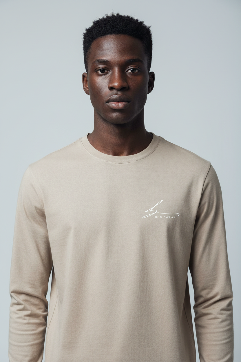 Boniwear beige long sleeve with white logo