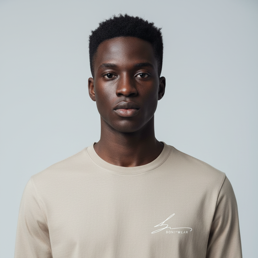 Boniwear beige long sleeve with white logo