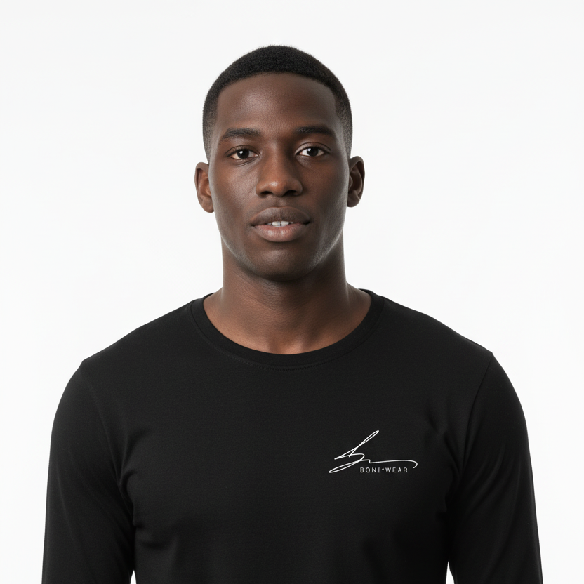 Boniwear black long sleeve with white logo
