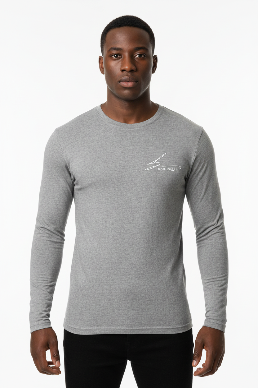Boniwear gray long sleeve with white logo