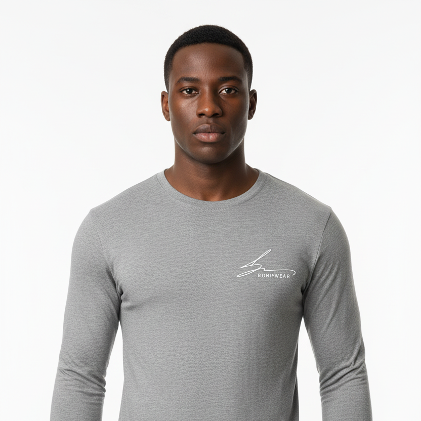 Boniwear gray long sleeve with white logo