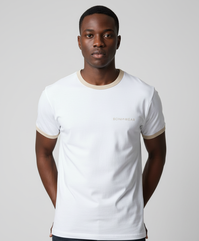 Boniwear ringer t-shirt with beige trim