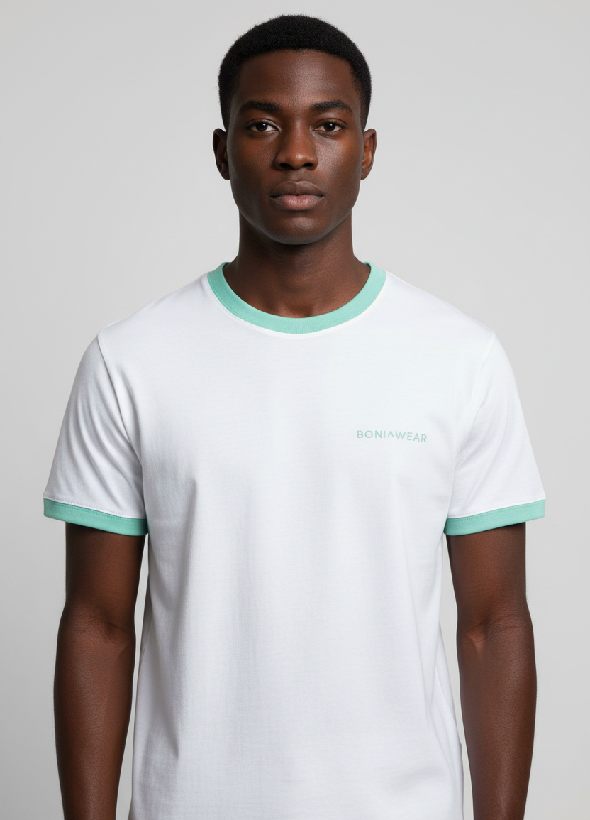 Boniwear ringer t-shirt with mint green trim