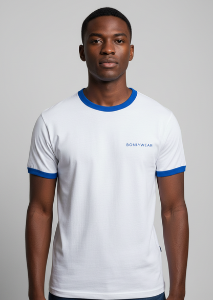 Boniwear ringer t-shirt with royal blue trim