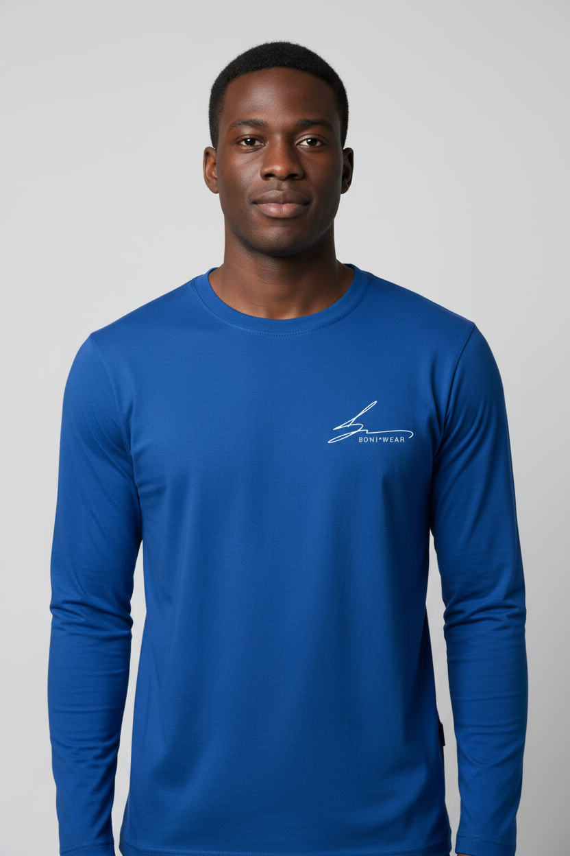 Boniwear royal blue long sleeve with white logo