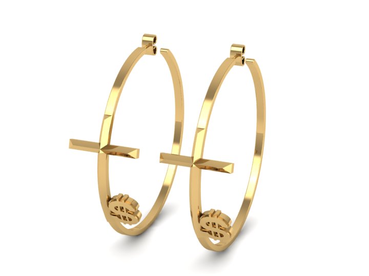 Women's Faith Cross Circle Earrings