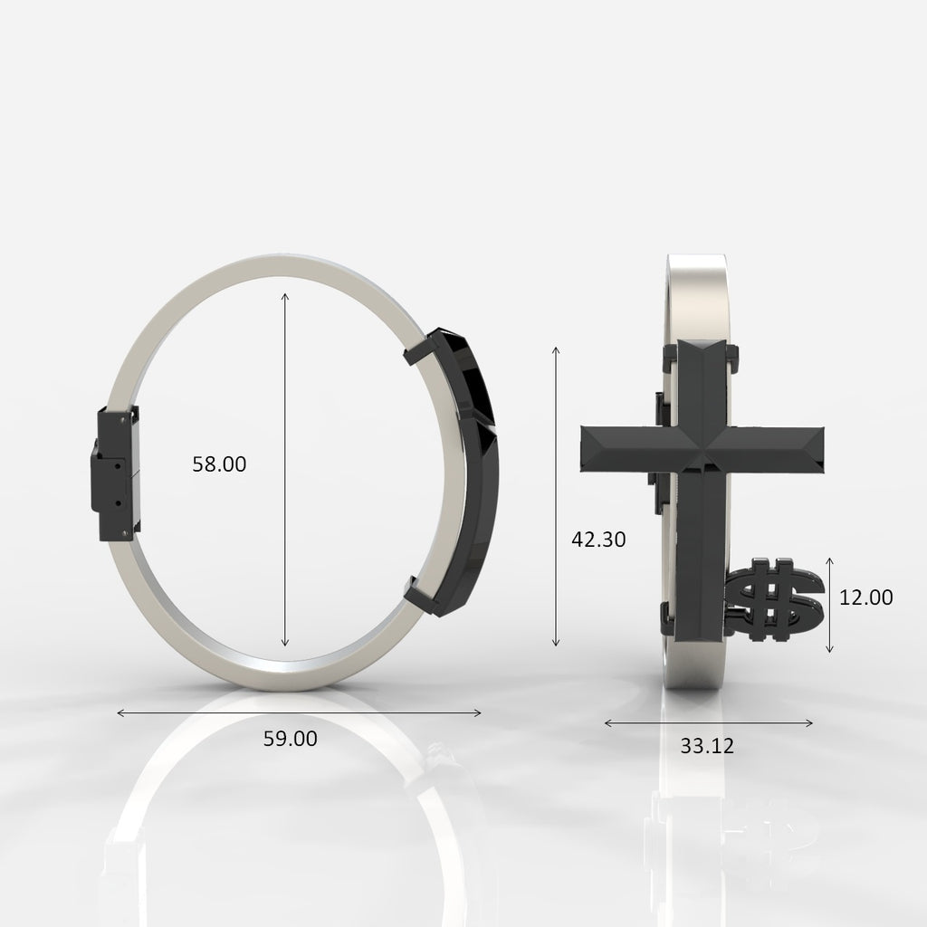 Measurement chart of a ring with dimensions on a white background