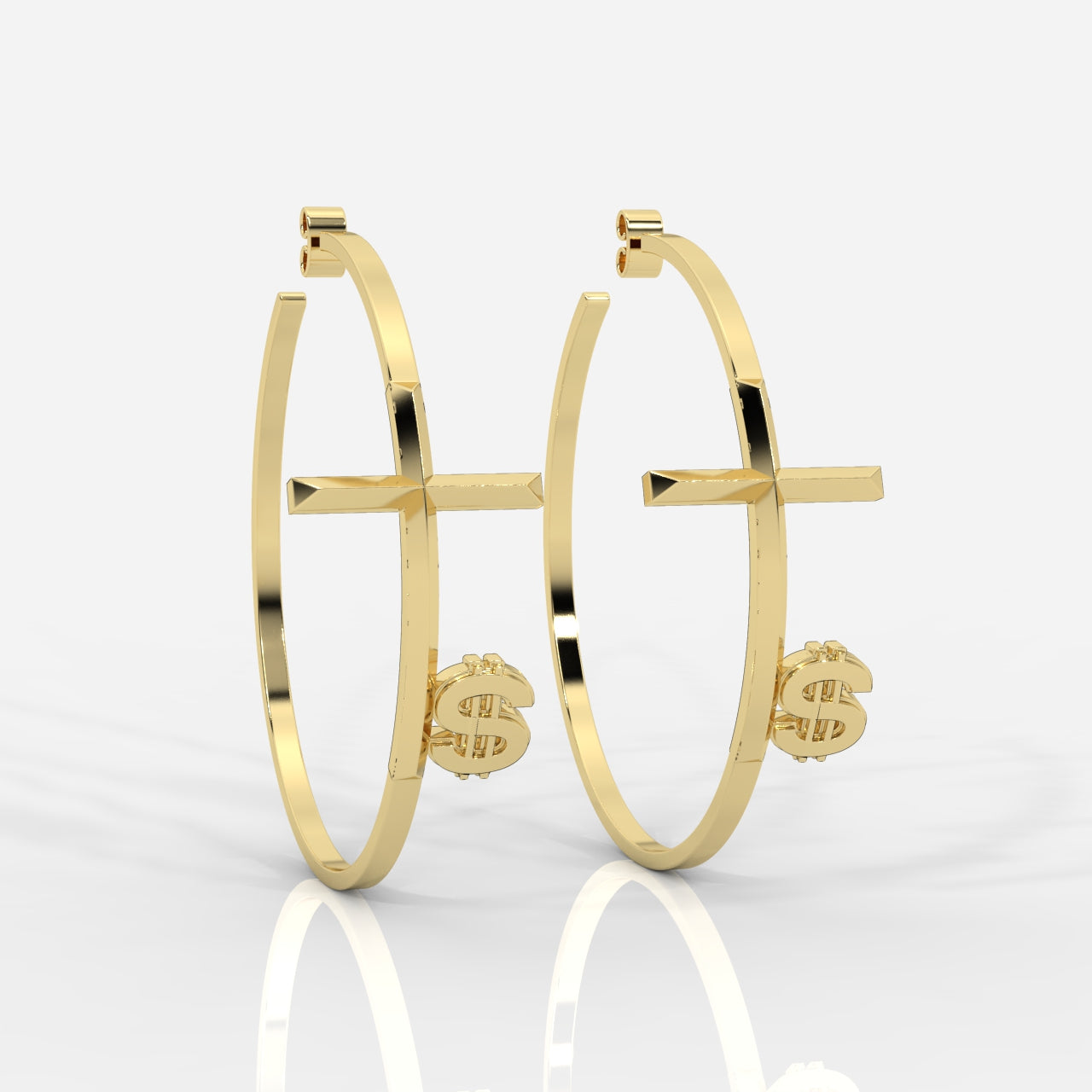 Women's Faith Cross Circle Earrings