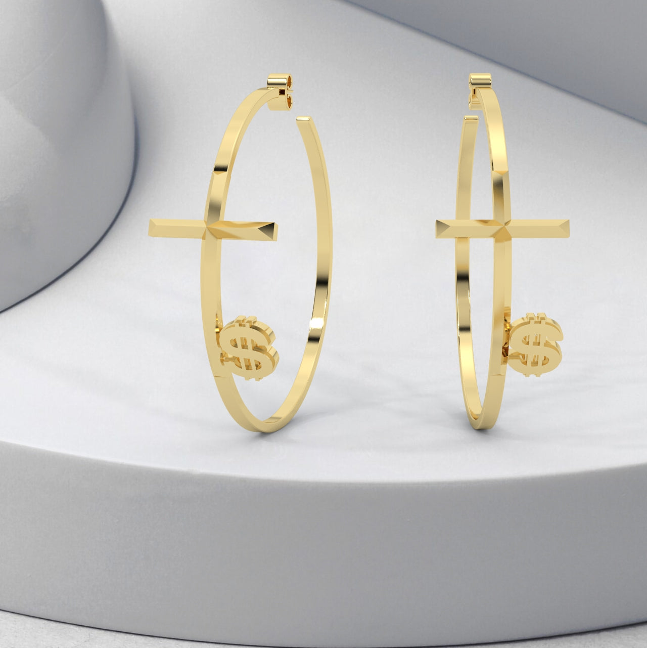 Women's Faith Cross Circle Earrings