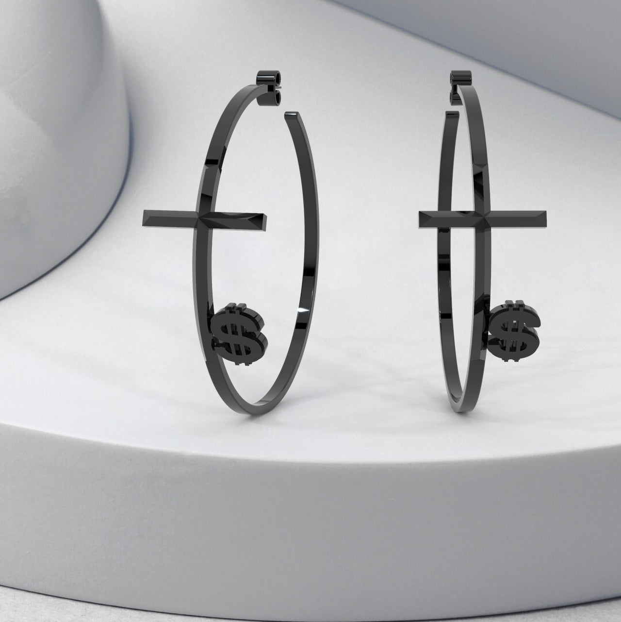 Women's Faith Cross Circle Earrings