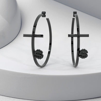 Women's Faith Cross Circle Earrings