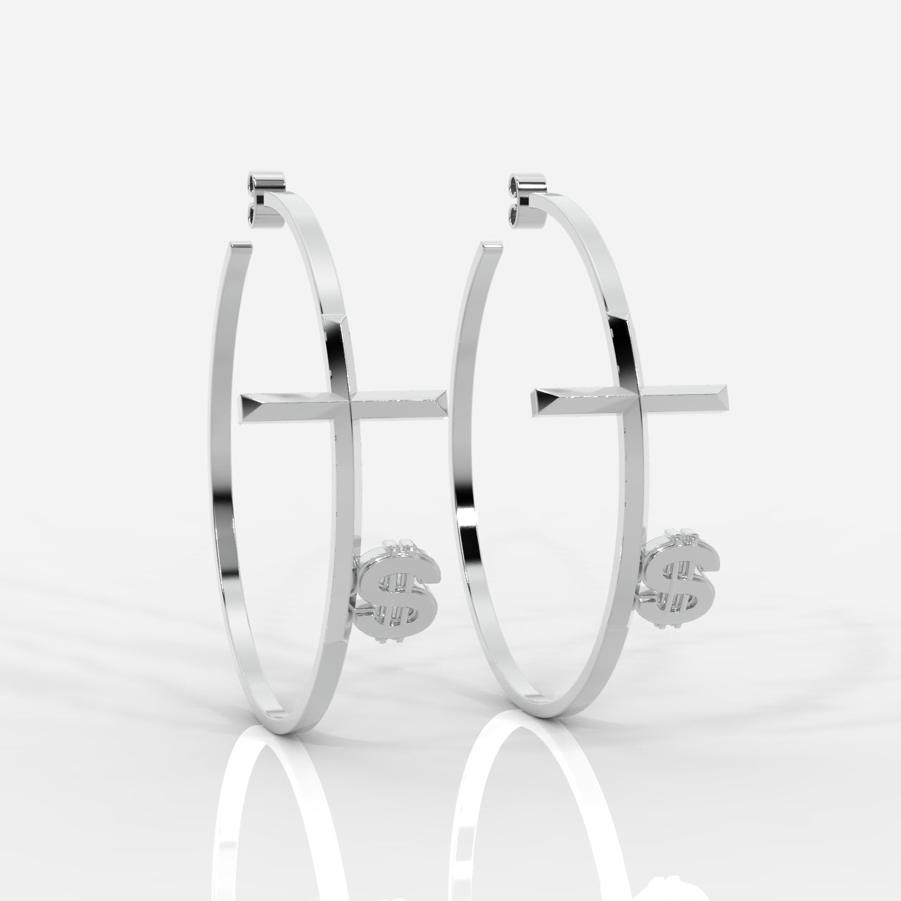 Women's Faith Cross Circle Earrings