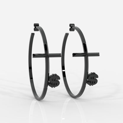 Women's Faith Cross Circle Earrings