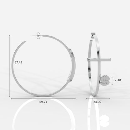 Women's Faith Cross Circle Earrings