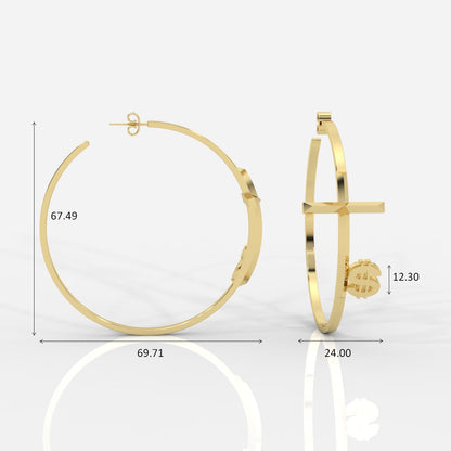 Women's Faith Cross Circle Earrings