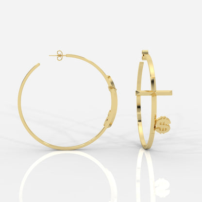 Women's Faith Cross Circle Earrings