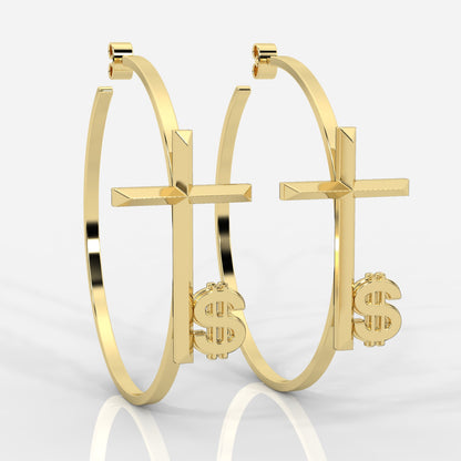 Women's Faith Cross Hoop Earrings