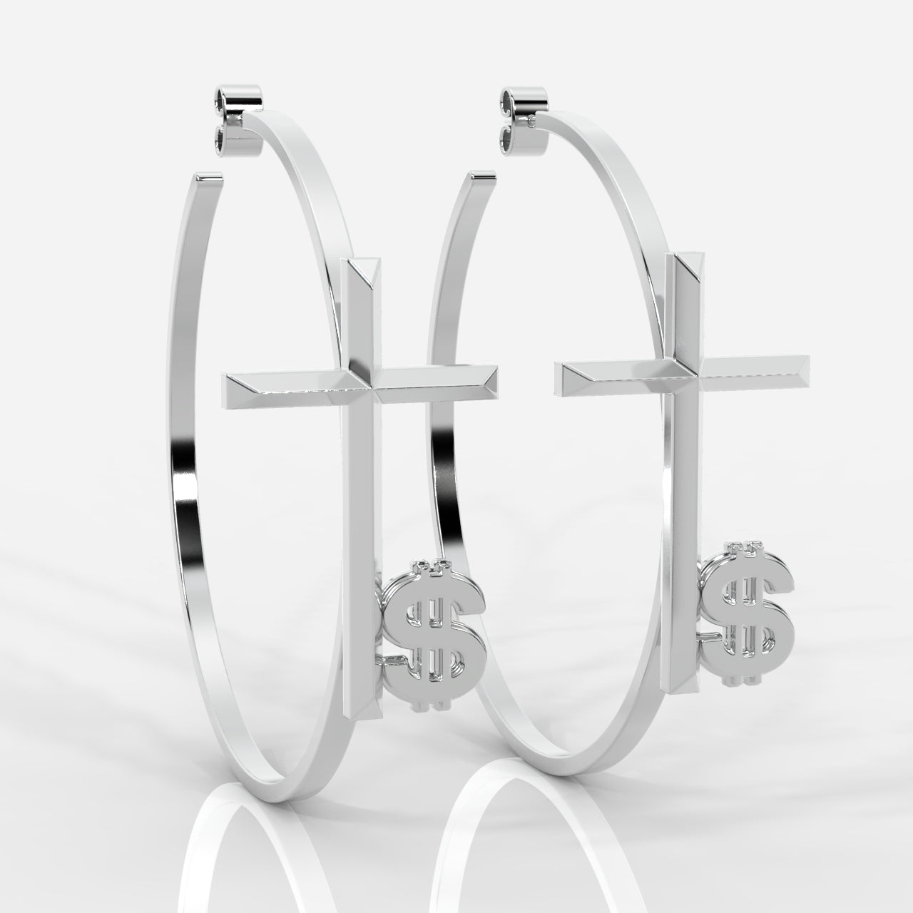 Women's Faith Cross Hoop Earrings