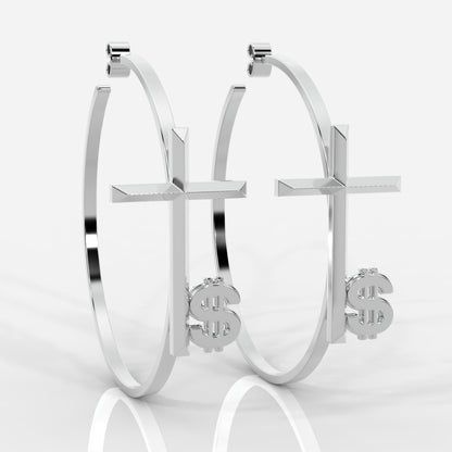 Women's Faith Cross Hoop Earrings