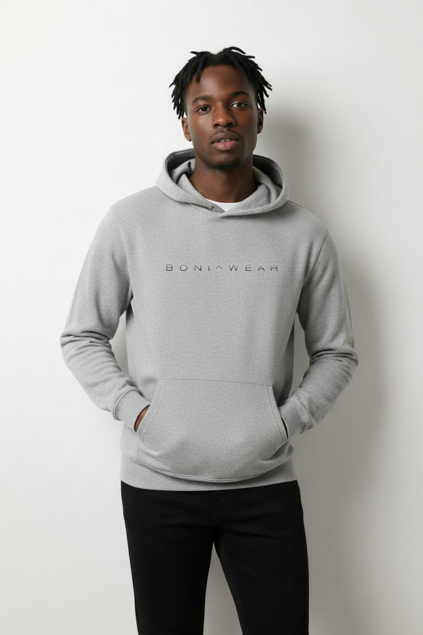Gray hoodie with Boniwear logo