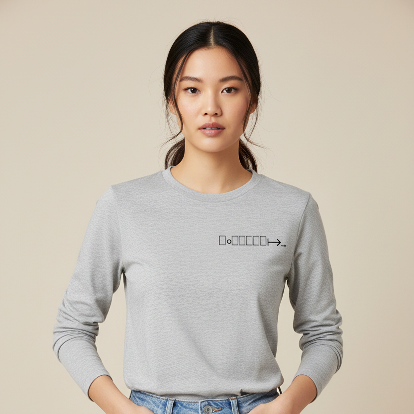 Gray long sleeve tee with geometric logo
