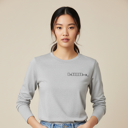 Gray long sleeve tee with geometric logo