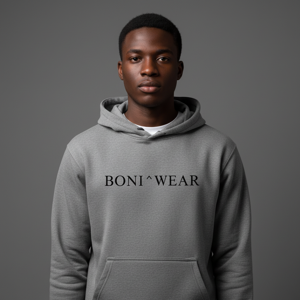 Gray Serif Hoodie