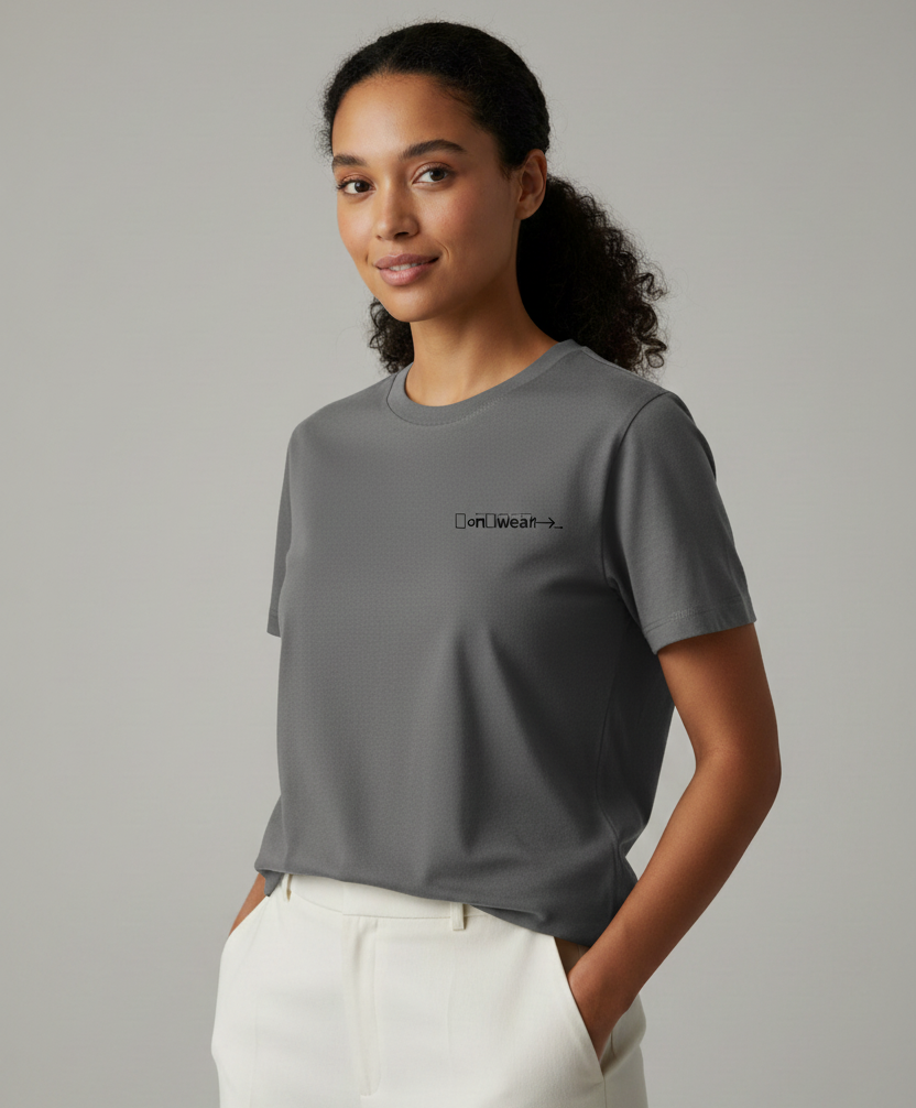 Gray short sleeve tee with geometric logo