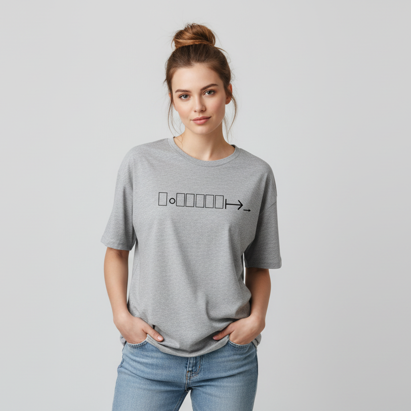 Grey oversized t-shirt with geometric logo