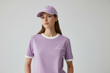 Light purple ensemble with white logo