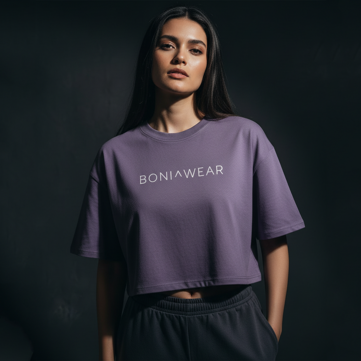 Medium purple boxy fit cropped t-shirt