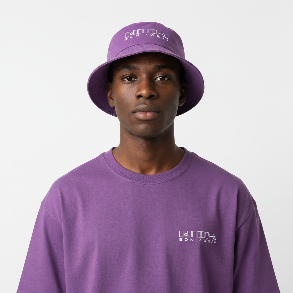 Medium purple bulky fit set with bucket hat