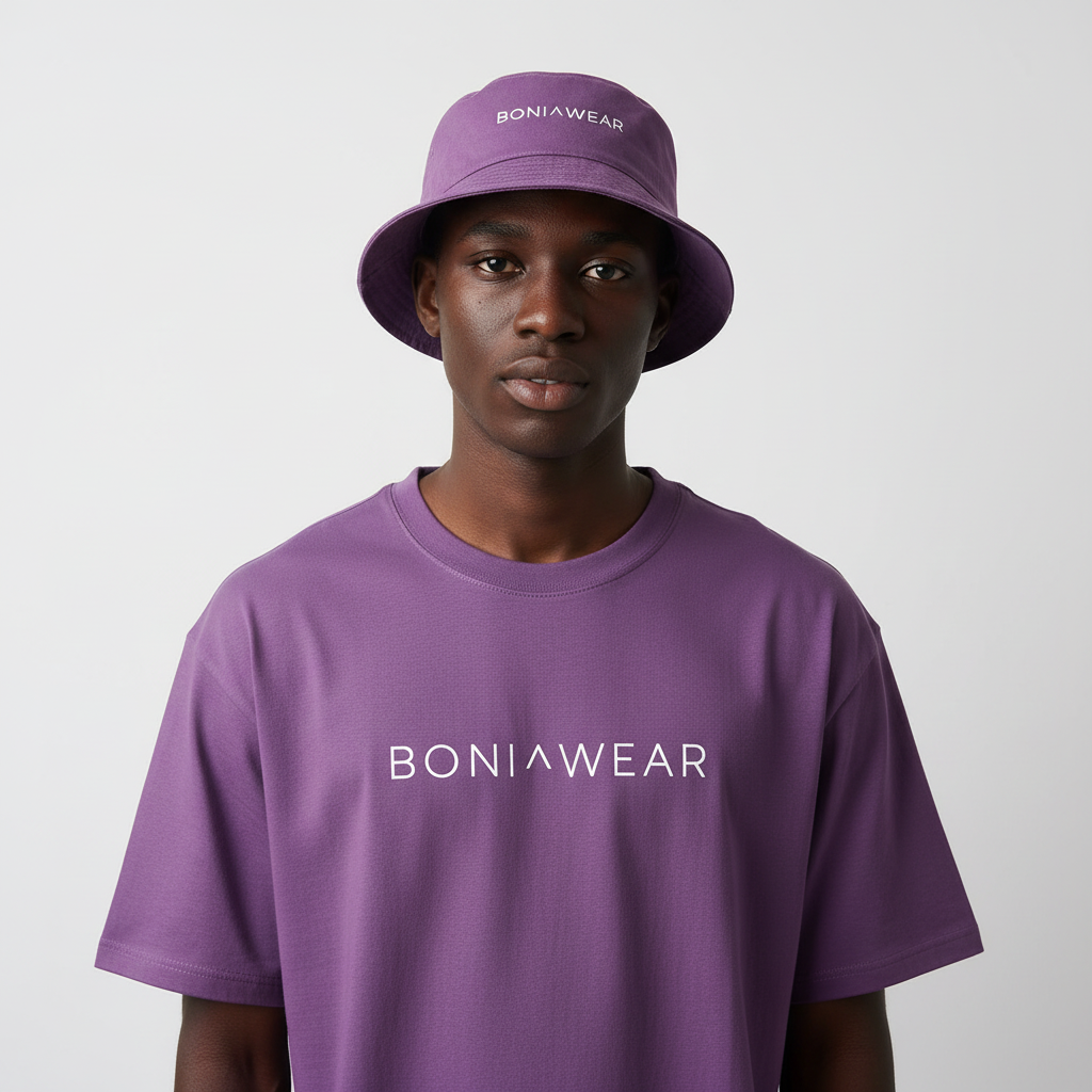 Medium purple bulky fit set with bucket hat