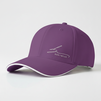 Medium purple cap with white trim and white logo