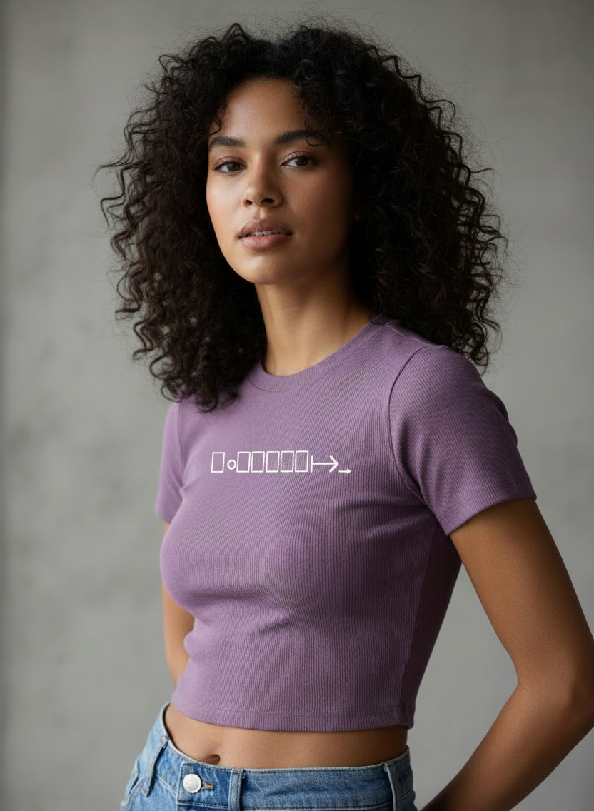 Medium purple cropped tee with exact BONIWEAR logo