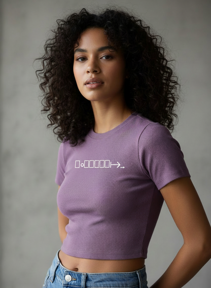 Medium purple cropped tee with exact BONIWEAR logo