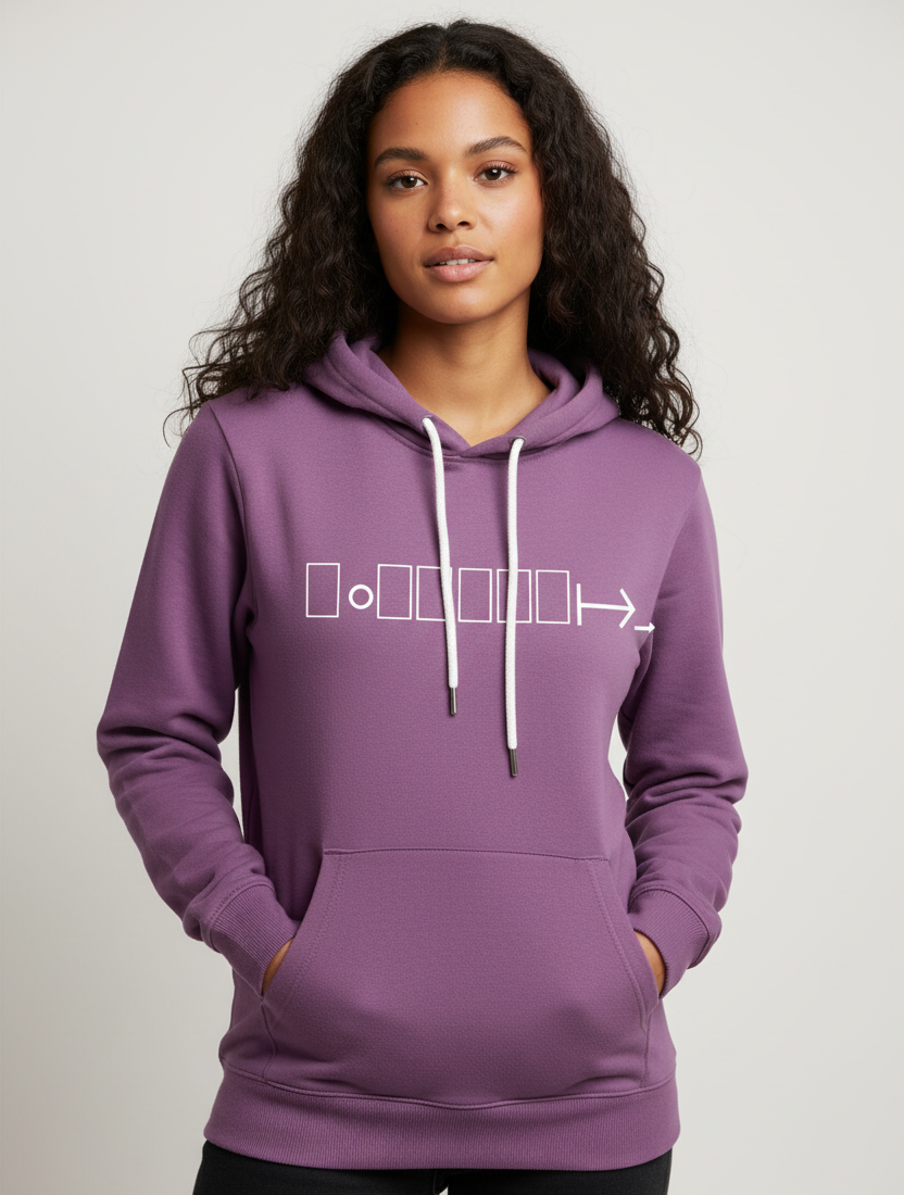Medium purple hoodie with geometric logo