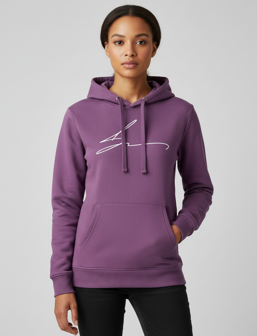 Medium purple hoodie with signature logo
