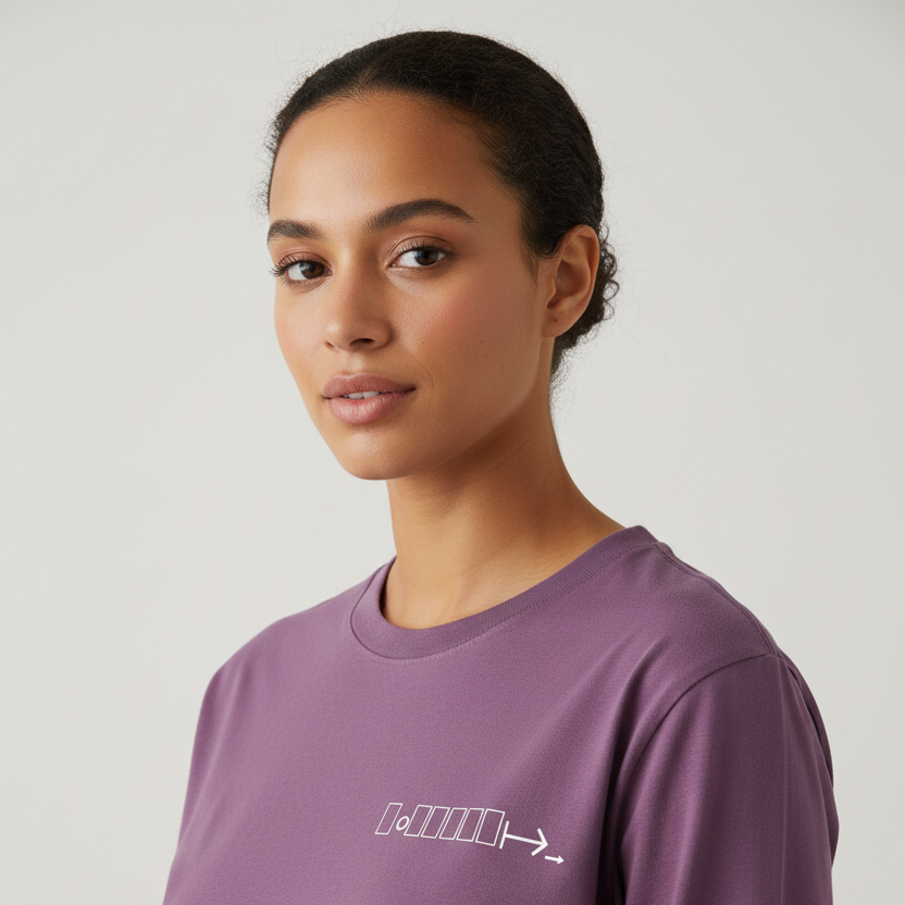 Medium purple long sleeve tee with geometric logo