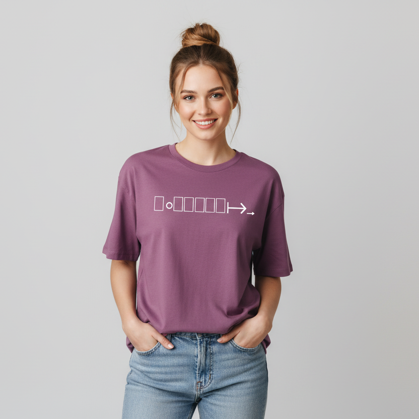 Medium purple oversized t-shirt with white geometric logo