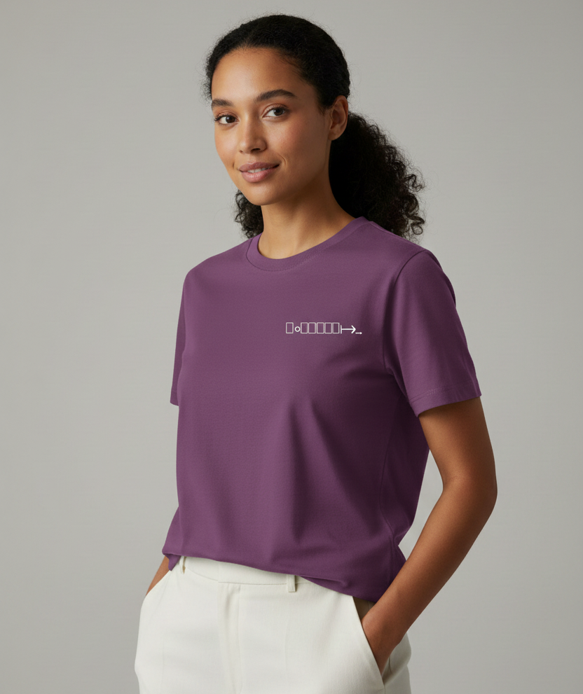 Medium purple short sleeve tee with geometric logo