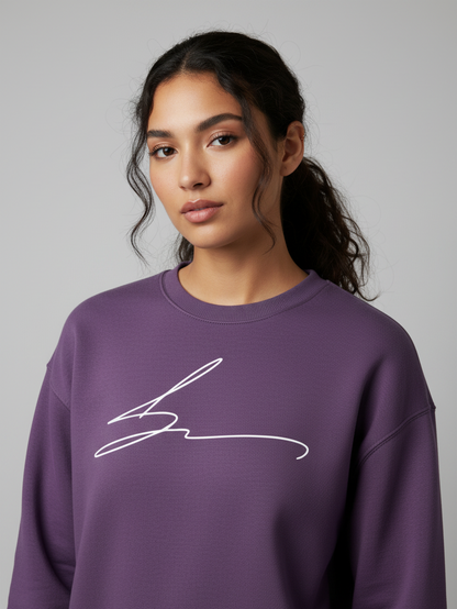 Medium purple sweatshirt with signature logo